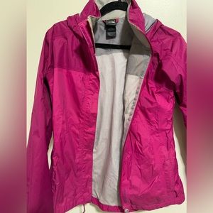 Girls XL Pink North Face rain jacket with packable hood